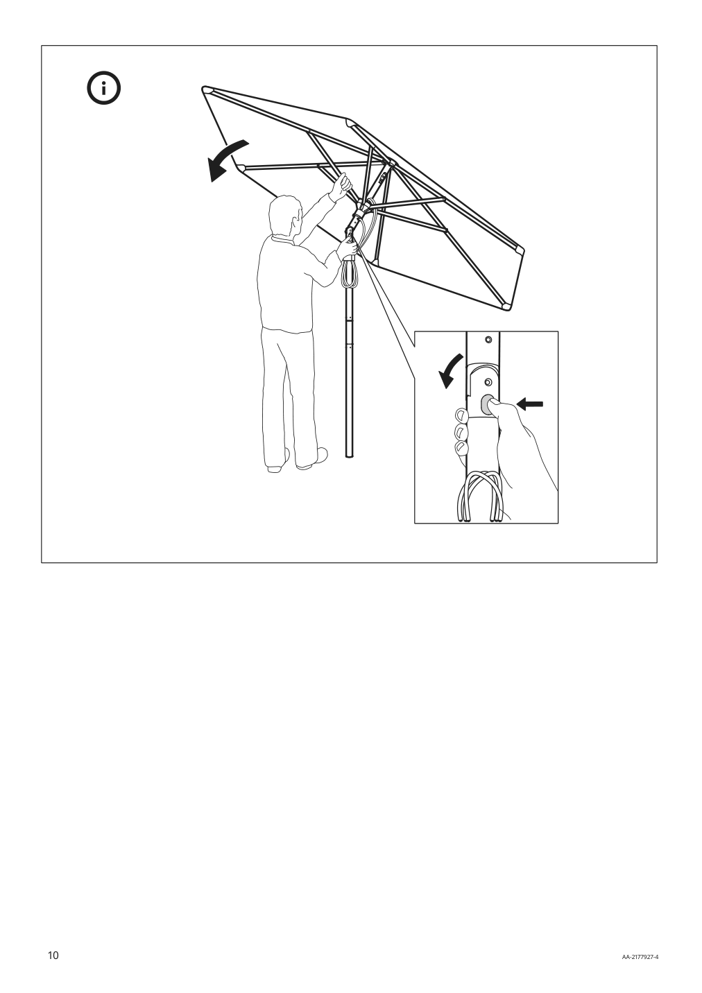 Assembly instructions for IKEA Betsoe umbrella frame tilting brown wood effect | Page 10 - IKEA BETSÖ / LINDÖJA umbrella with base 294.135.66