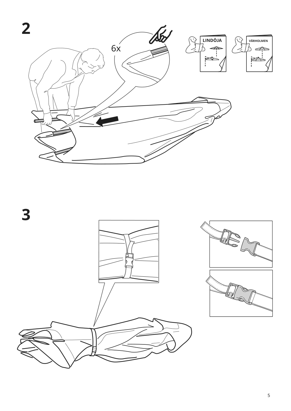 Assembly instructions for IKEA Betsoe umbrella frame tilting brown wood effect | Page 5 - IKEA BETSÖ / VÅRHOLMEN umbrella with base 393.205.62