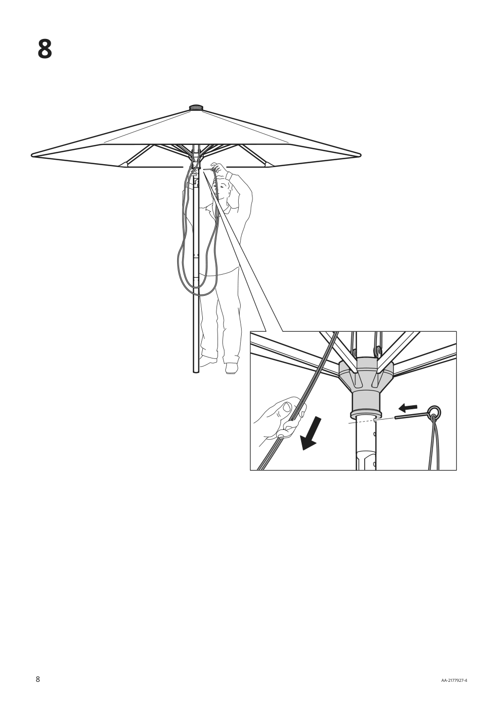 Assembly instructions for IKEA Betsoe umbrella frame tilting brown wood effect | Page 8 - IKEA BETSÖ / LINDÖJA umbrella with base 294.135.66