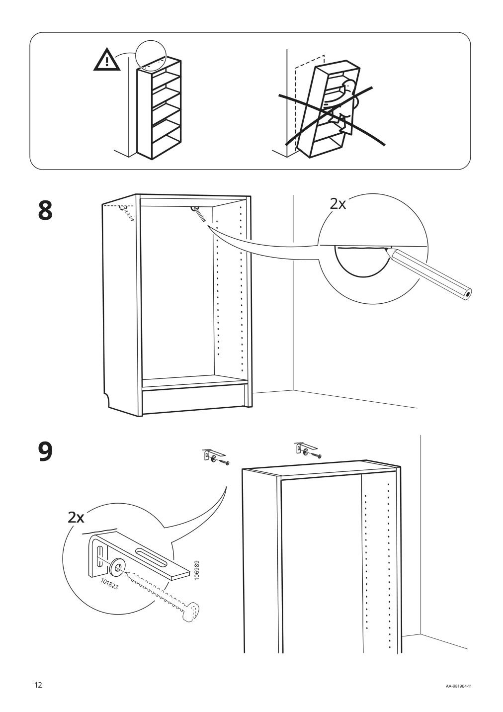 Assembly instructions for IKEA Billy bookcase birch veneer | Page 12 - IKEA BILLY bookcase 702.845.28