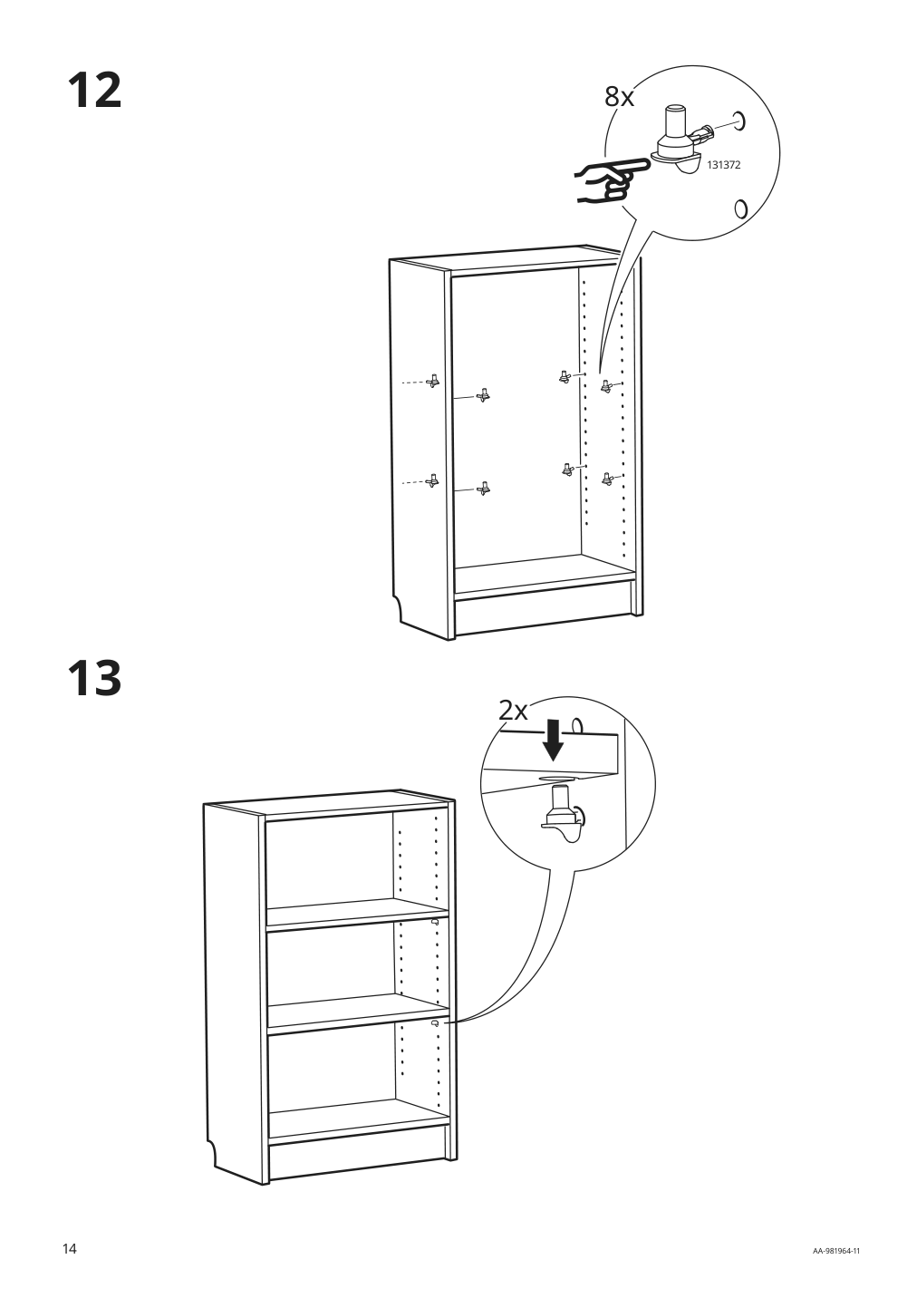 Assembly instructions for IKEA Billy bookcase birch veneer | Page 14 - IKEA BILLY bookcase 702.845.28