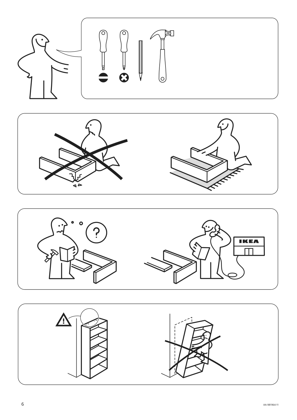 Assembly instructions for IKEA Billy bookcase birch veneer | Page 6 - IKEA BILLY bookcase 702.845.28