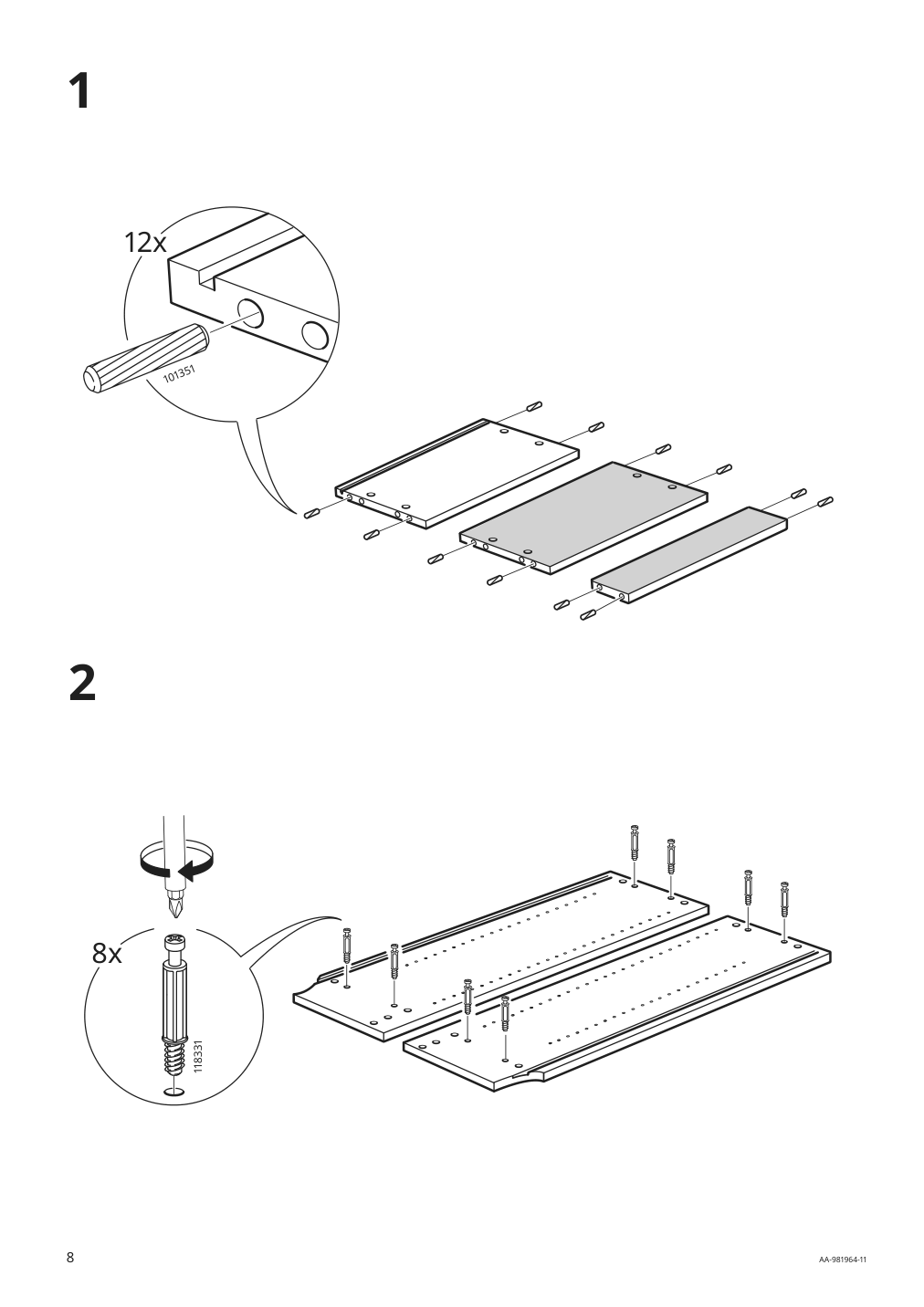 Assembly instructions for IKEA Billy bookcase birch veneer | Page 8 - IKEA BILLY bookcase 702.845.28