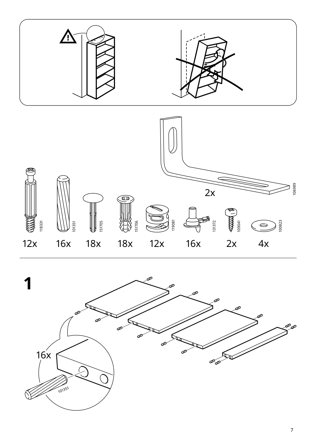 Assembly instructions for IKEA Billy bookcase brown walnut effect | Page 7 - IKEA BILLY / OXBERG bookcase with panel/glass doors 795.818.59