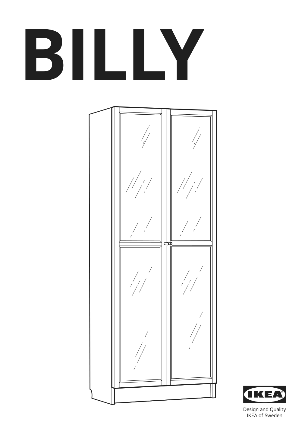 Assembly instructions for IKEA Billy bookcase with glass doors dark blue | Page 1 - IKEA BILLY bookcase 192.177.21