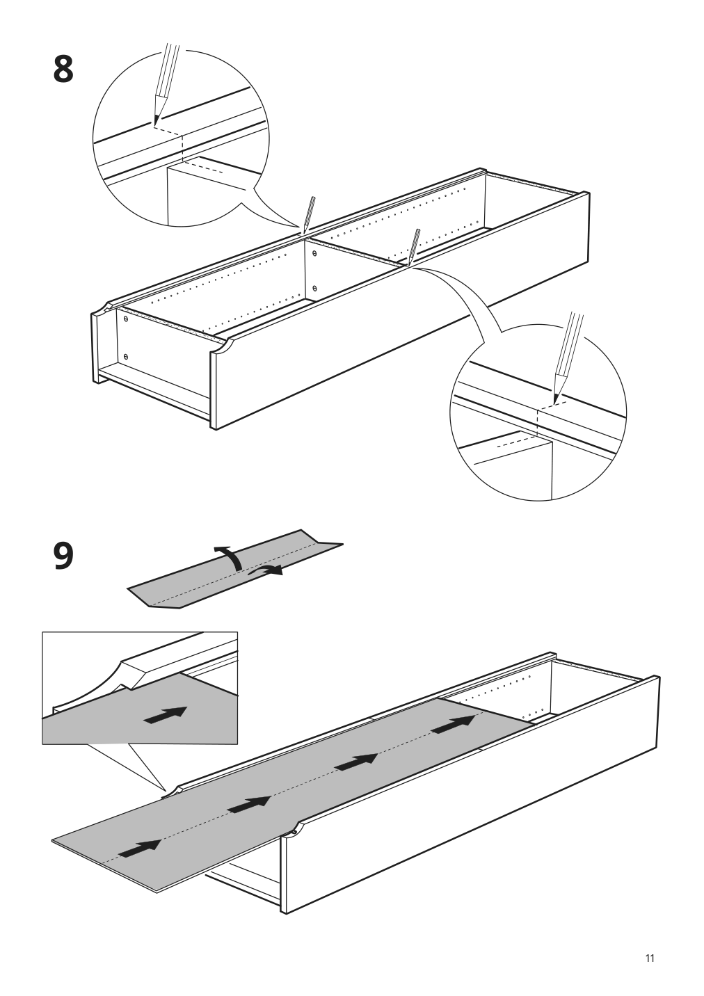 Assembly instructions for IKEA Billy bookcase with glass doors dark blue | Page 11 - IKEA BILLY bookcase 192.177.21