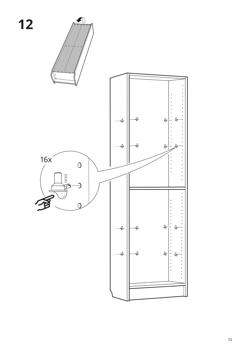 Assembly instructions for IKEA Billy bookcase with glass doors dark blue | Page 13 - IKEA BILLY bookcase 192.177.21