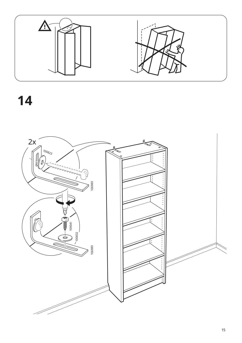 Assembly instructions for IKEA Billy bookcase with glass doors dark blue | Page 15 - IKEA BILLY bookcase 192.177.21