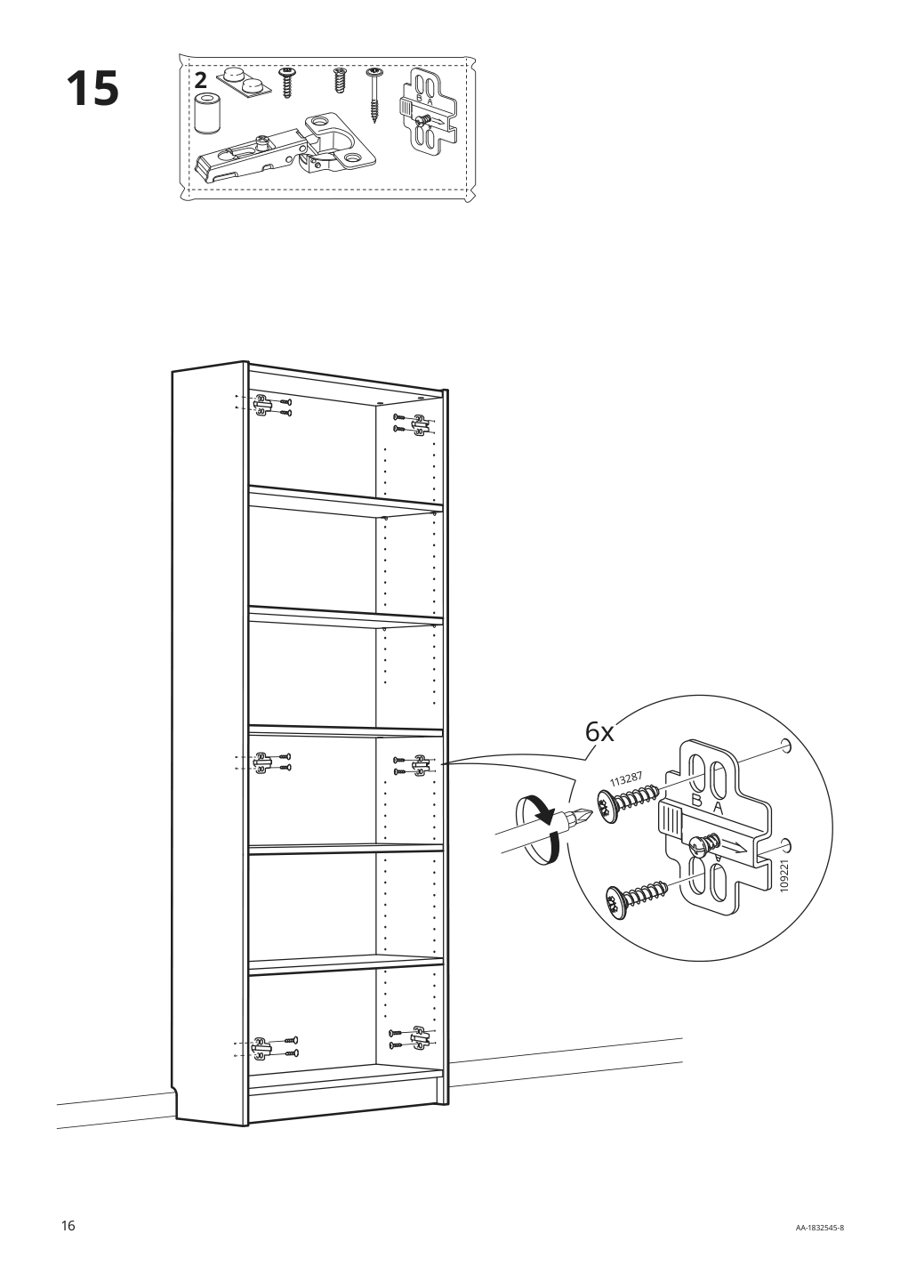 Assembly instructions for IKEA Billy bookcase with glass doors dark blue | Page 16 - IKEA BILLY bookcase 192.177.21