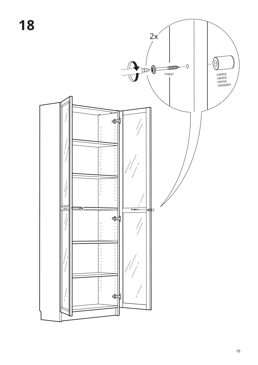 Assembly instructions for IKEA Billy bookcase with glass doors dark blue | Page 19 - IKEA BILLY bookcase 192.177.21