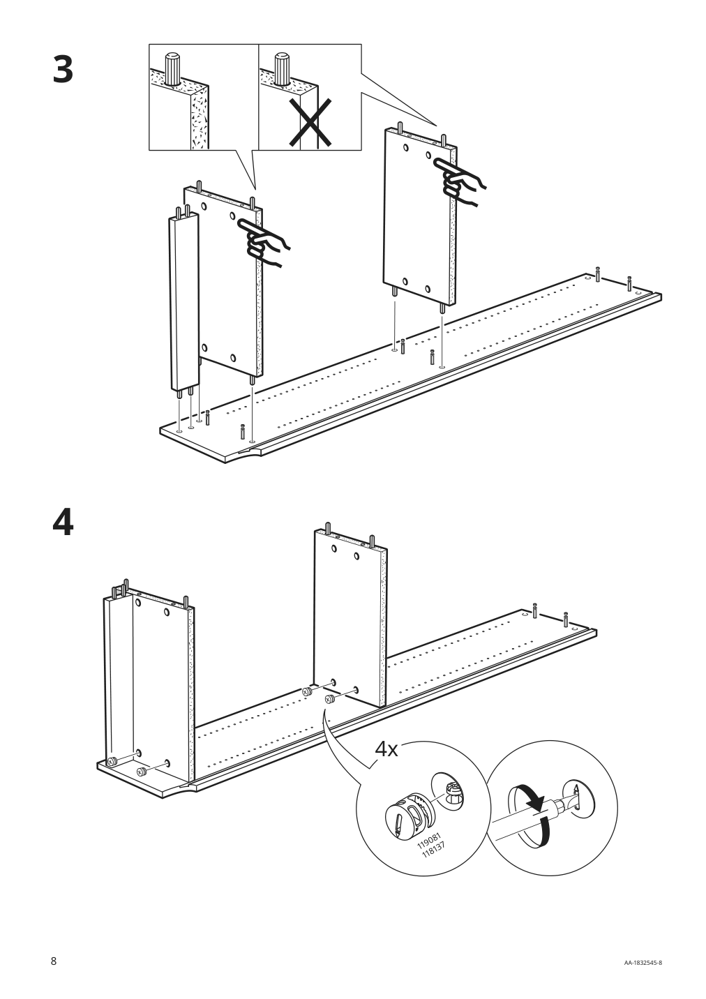 Assembly instructions for IKEA Billy bookcase with glass doors dark blue | Page 8 - IKEA BILLY bookcase 192.177.21