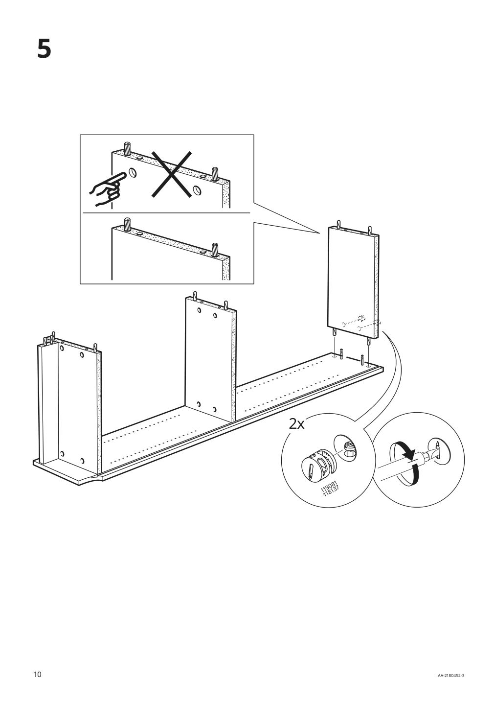 Assembly instructions for IKEA Billy bookcase with glass doors gray metallic effect | Page 10 - IKEA BILLY bookcase with glass doors 004.156.03