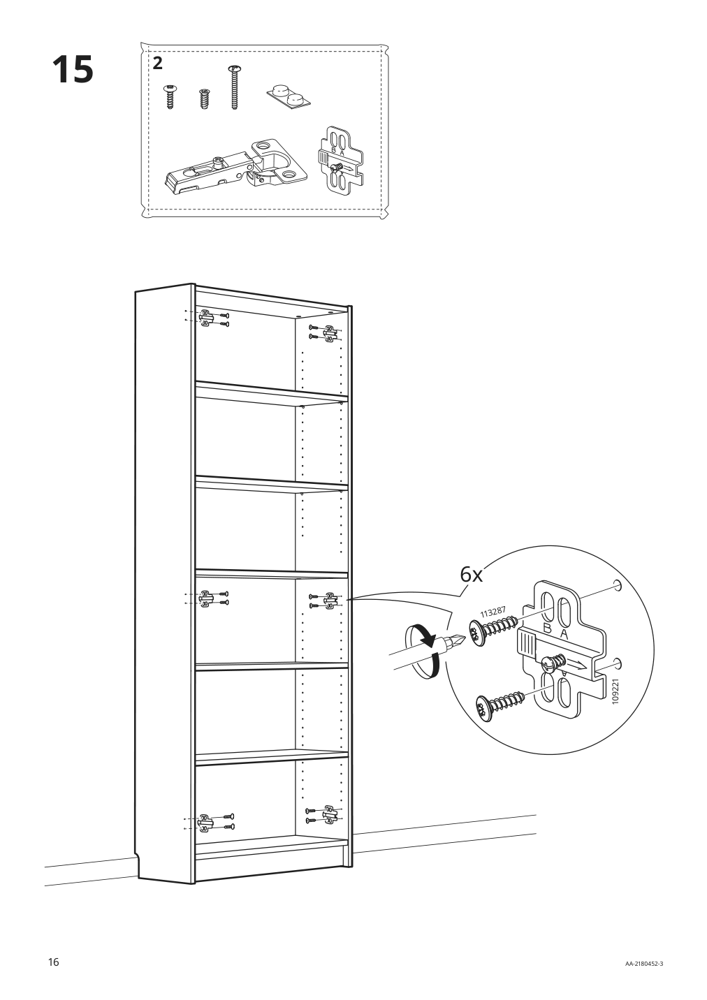 Assembly instructions for IKEA Billy bookcase with glass doors gray metallic effect | Page 16 - IKEA BILLY bookcase with glass doors 004.156.03