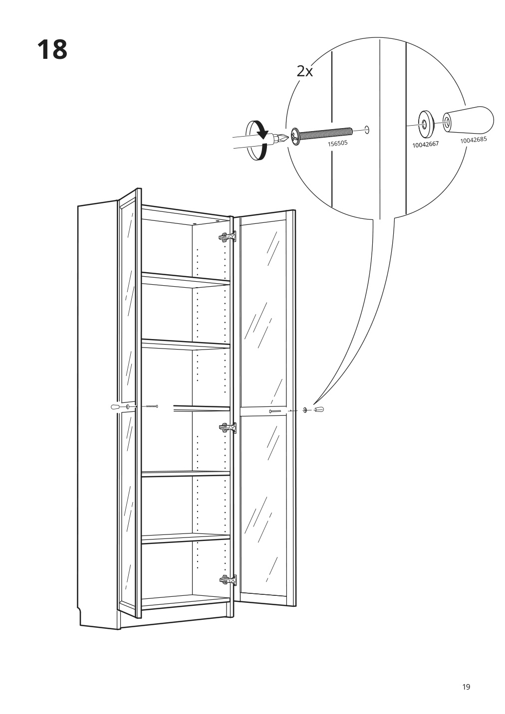 Assembly instructions for IKEA Billy bookcase with glass doors gray metallic effect | Page 19 - IKEA BILLY bookcase with glass doors 004.156.03