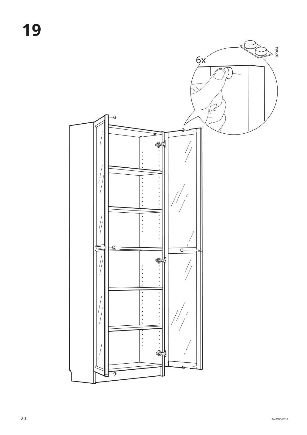 Assembly instructions for IKEA Billy bookcase with glass doors gray metallic effect | Page 20 - IKEA BILLY bookcase with glass doors 004.156.03