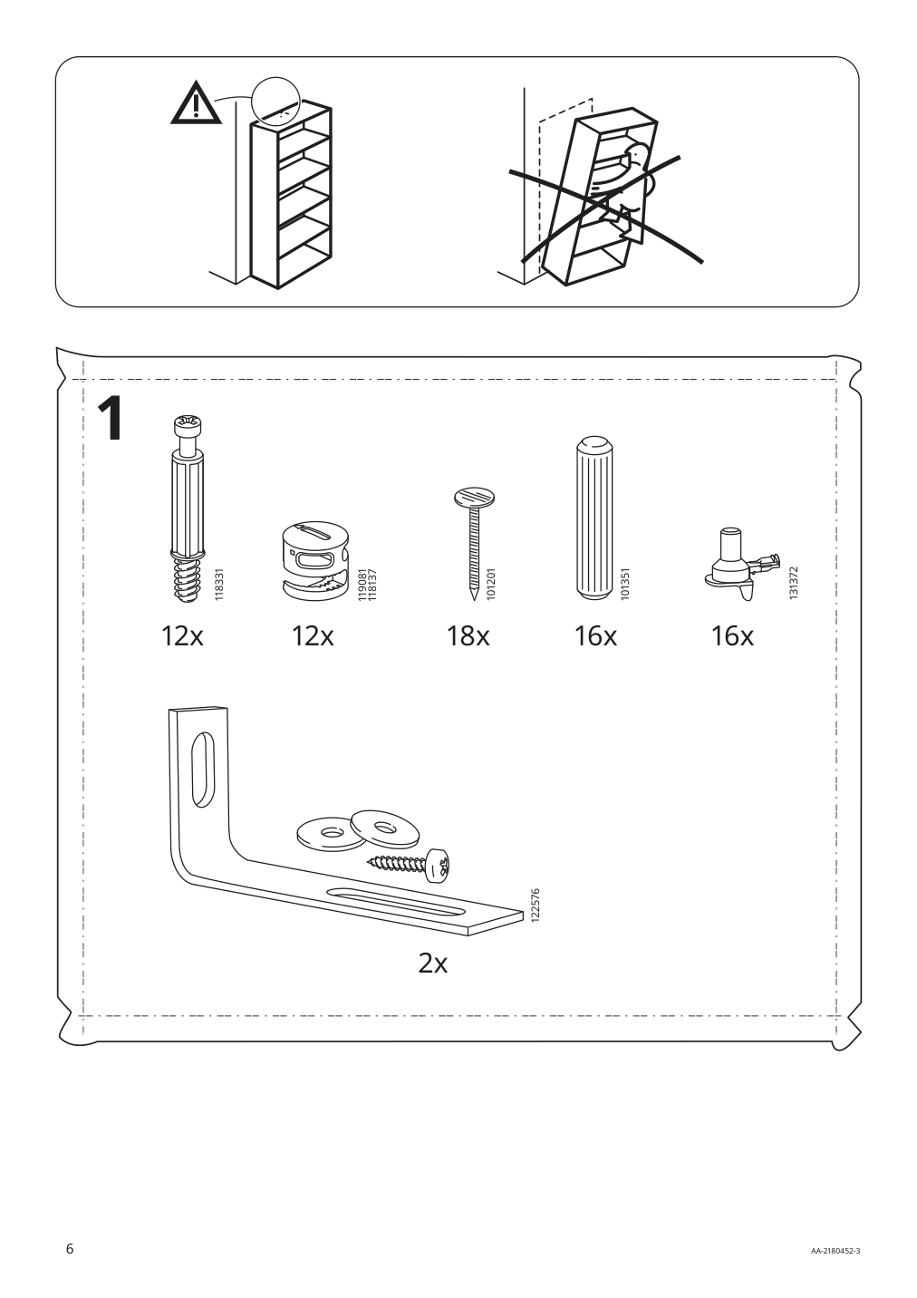 Assembly instructions for IKEA Billy bookcase with glass doors gray metallic effect | Page 6 - IKEA BILLY bookcase with glass doors 004.156.03