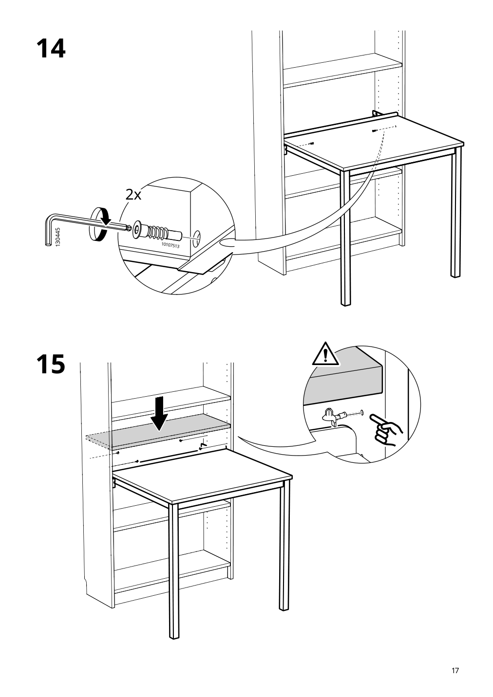Assembly instructions for IKEA Billy desk white | Page 17 - IKEA BILLY bookcase with desk and drawer 395.639.42