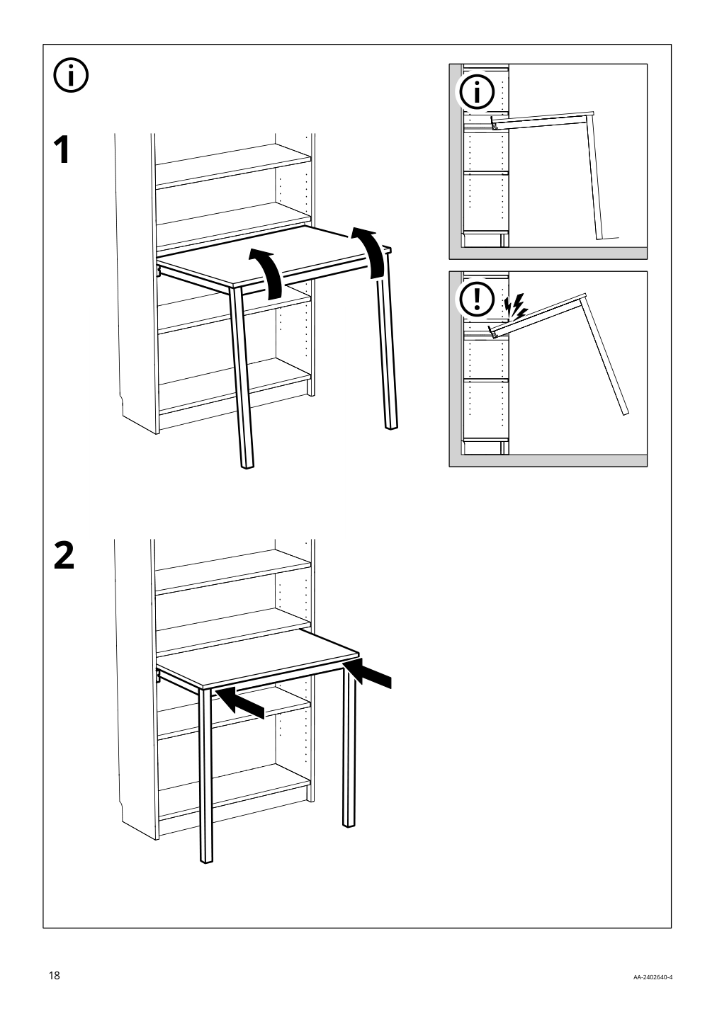 Assembly instructions for IKEA Billy desk white | Page 18 - IKEA BILLY bookcase with desk and drawer 395.639.42