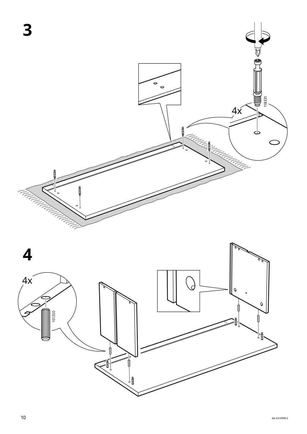 Assembly instructions for IKEA Billy drawer white with castors | Page 10 - IKEA BILLY bookcase with desk and drawer 395.639.42