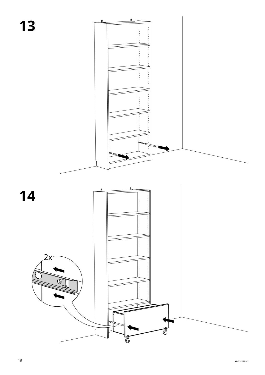 Assembly instructions for IKEA Billy drawer white with castors | Page 16 - IKEA BILLY bookcase with desk and drawer 395.639.42