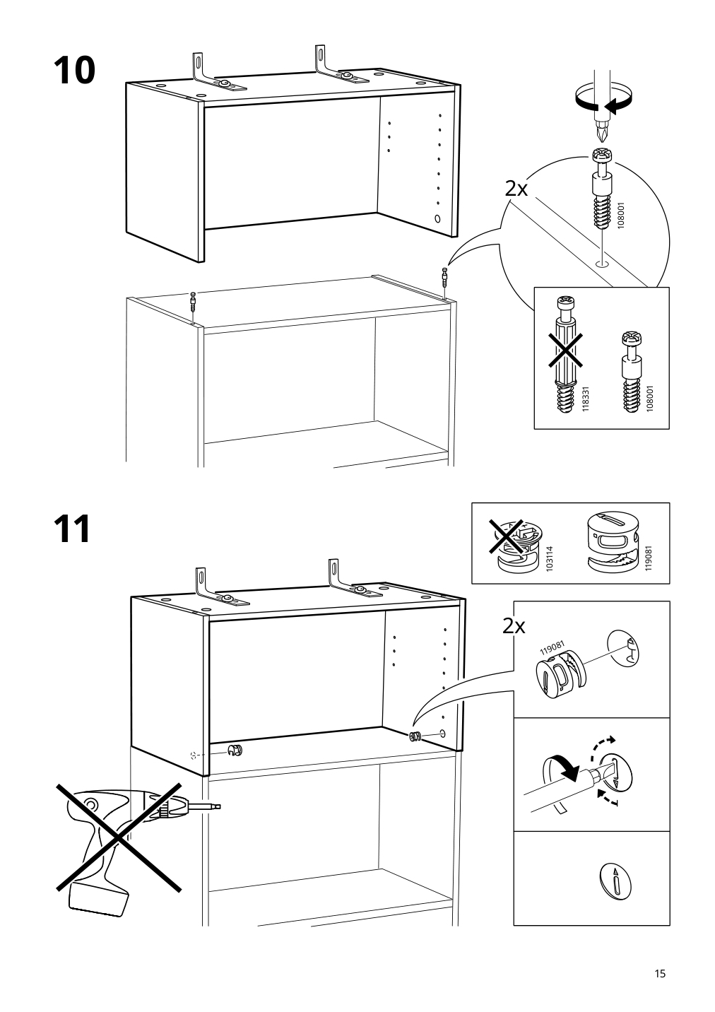 Assembly instructions for IKEA Billy height extension unit oak effect | Page 15 - IKEA BILLY / OXBERG bookcase w glass doors/ext unit 495.819.12