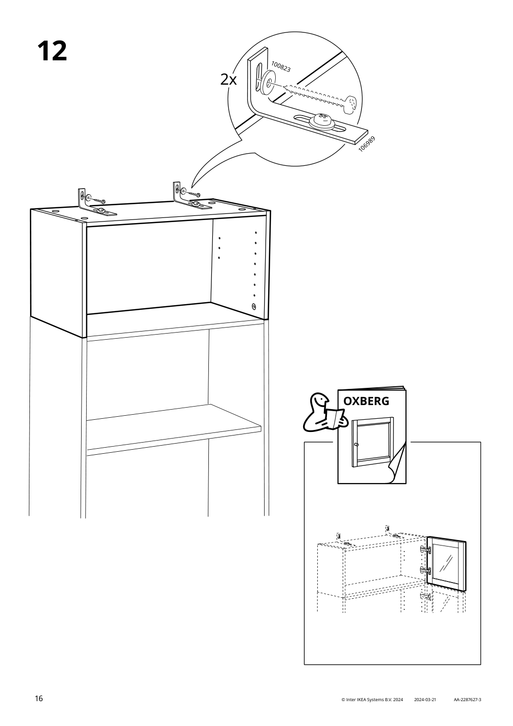 Assembly instructions for IKEA Billy height extension unit oak effect | Page 16 - IKEA BILLY / OXBERG bookcase w glass doors/ext unit 495.819.12