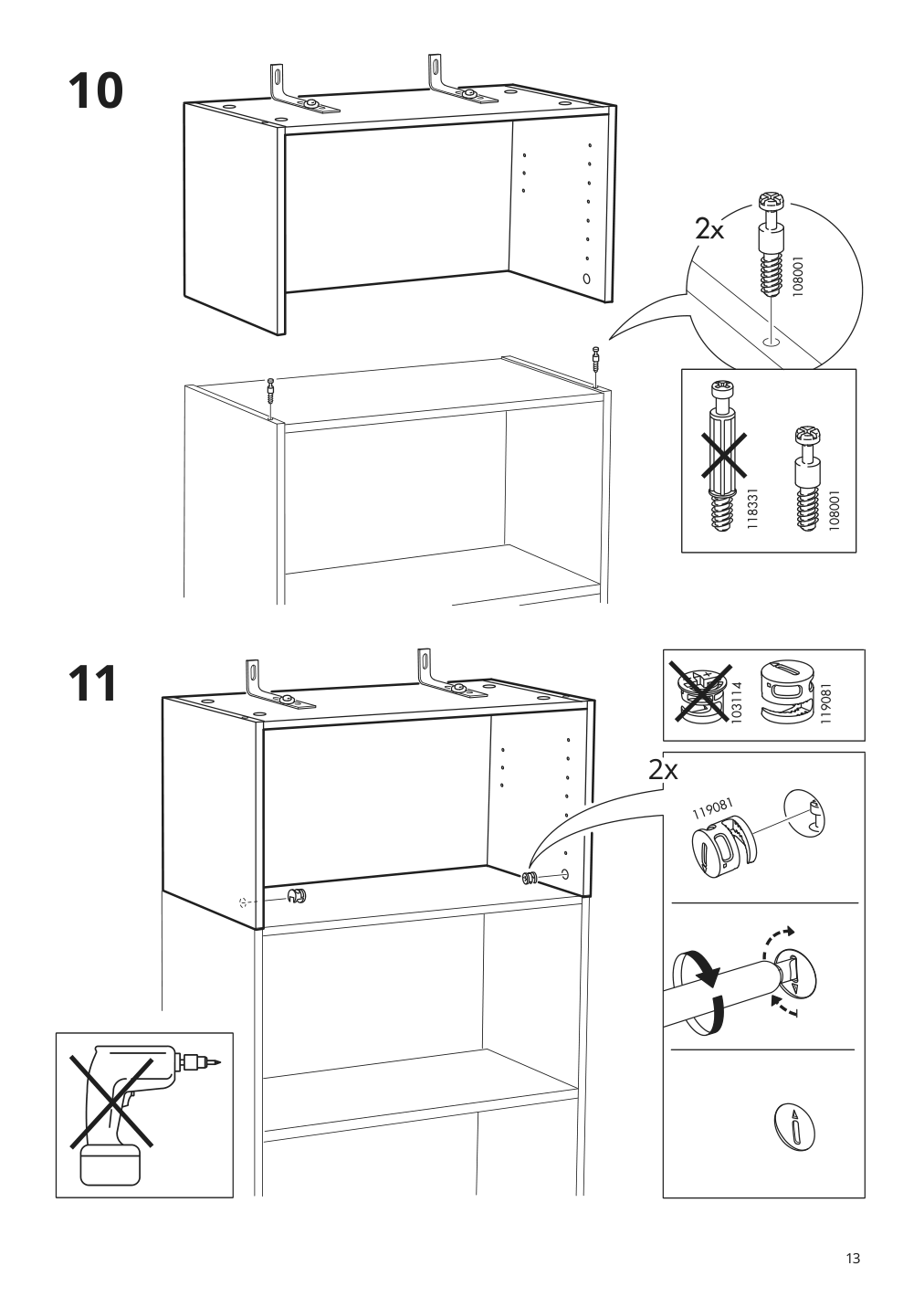 Assembly instructions for IKEA Billy height extension unit birch veneer | Page 13 - IKEA BILLY / OXBERG bookcase 990.234.08