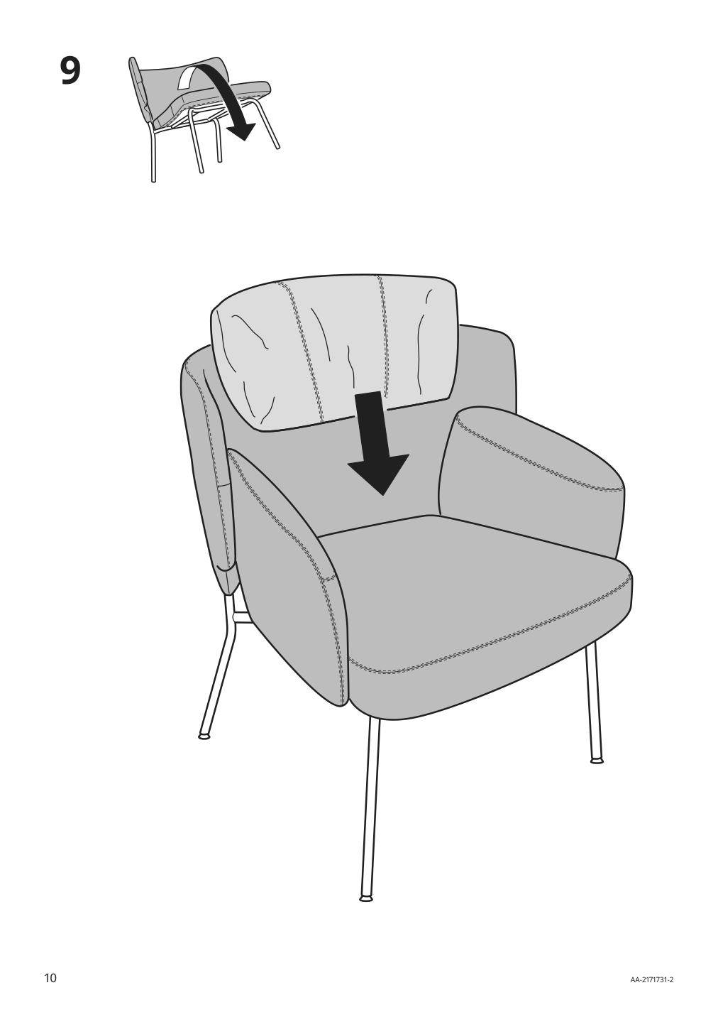 Assembly instructions for IKEA Bingsta armchair vissle dark gray kabusa dark gray | Page 10 - IKEA BINGSTA armchair 204.460.95