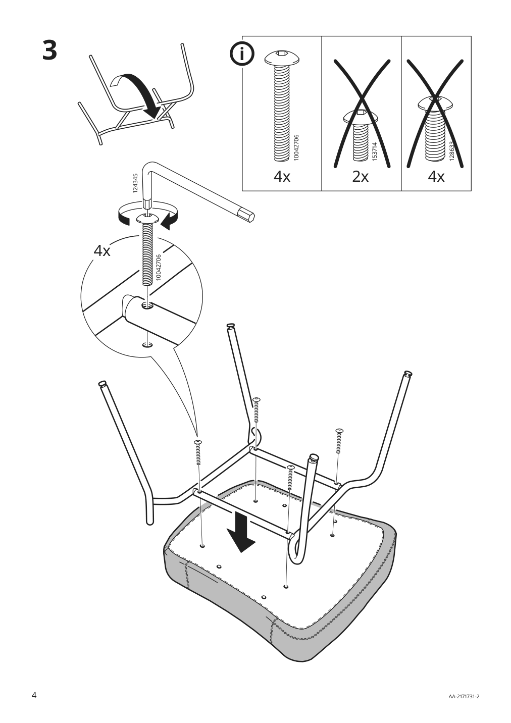 Assembly instructions for IKEA Bingsta armchair vissle dark gray kabusa dark gray | Page 4 - IKEA BINGSTA armchair 204.460.95