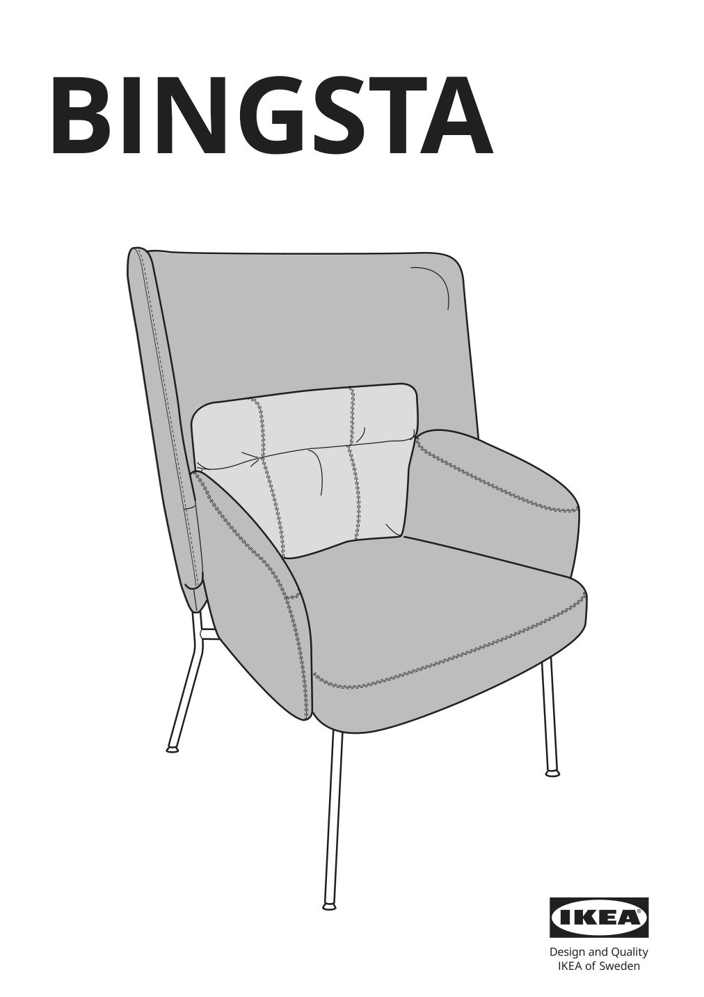 Assembly instructions for IKEA Bingsta high back armchair vissle dark gray kabusa dark gray | Page 1 - IKEA BINGSTA high back armchair 104.542.36