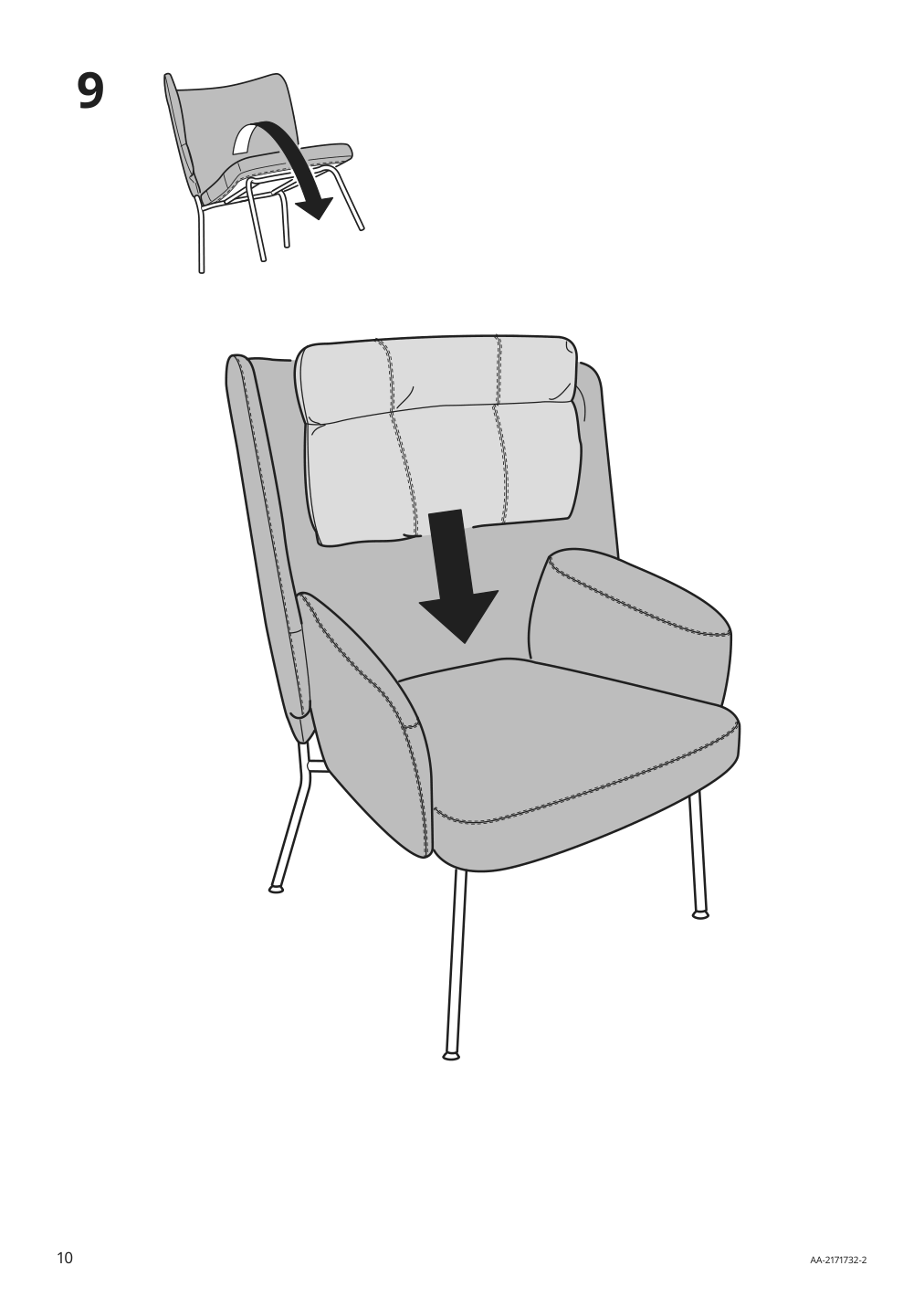 Assembly instructions for IKEA Bingsta high back armchair vissle dark gray kabusa dark gray | Page 10 - IKEA BINGSTA high back armchair 104.542.36