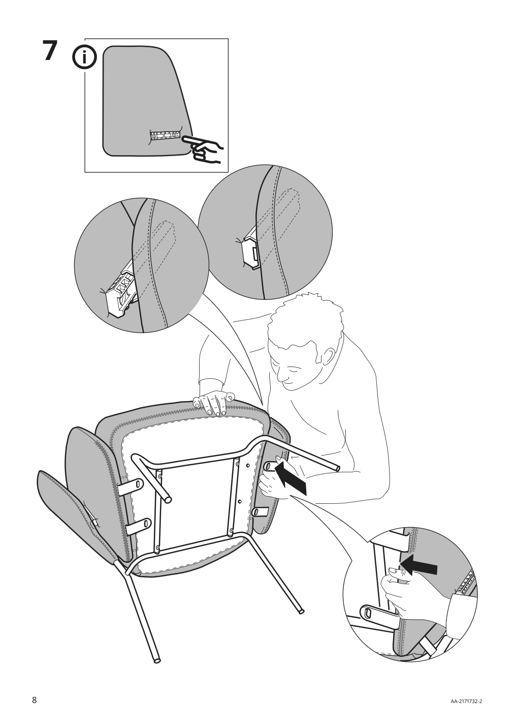 Assembly instructions for IKEA Bingsta high back armchair vissle dark gray kabusa dark gray | Page 8 - IKEA BINGSTA high back armchair 104.542.36