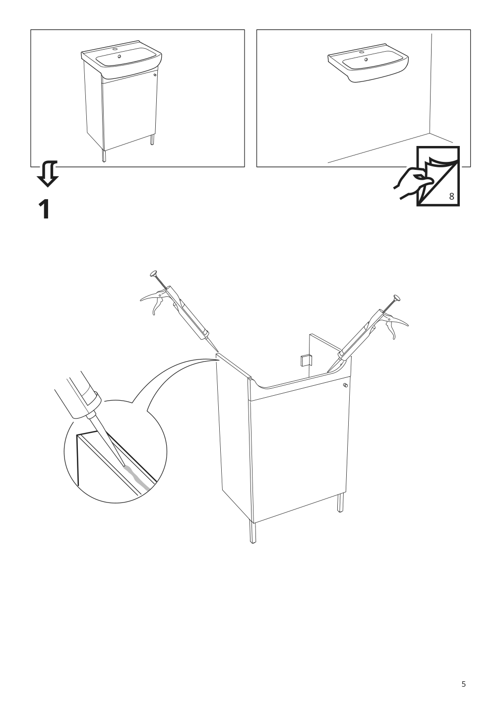 Assembly instructions for IKEA Bjoerkan sink | Page 5 - IKEA NYSJÖN / BJÖRKÅN bathroom furniture, set of 6 394.158.95