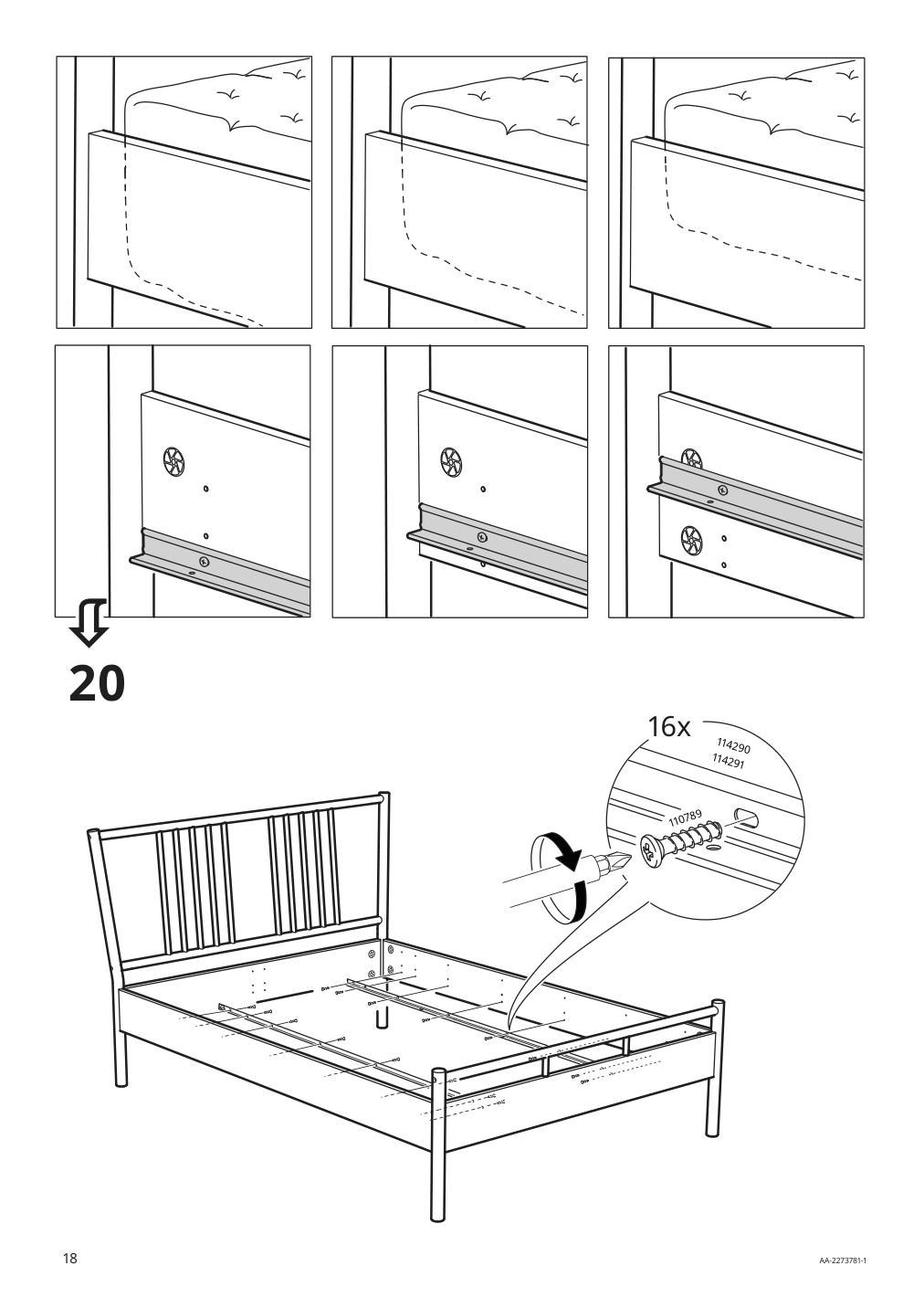 Assembly instructions for IKEA Bjoerksnaes bed frame birch birch veneer | Page 18 - IKEA BJÖRKSNÄS bed frame 895.016.97