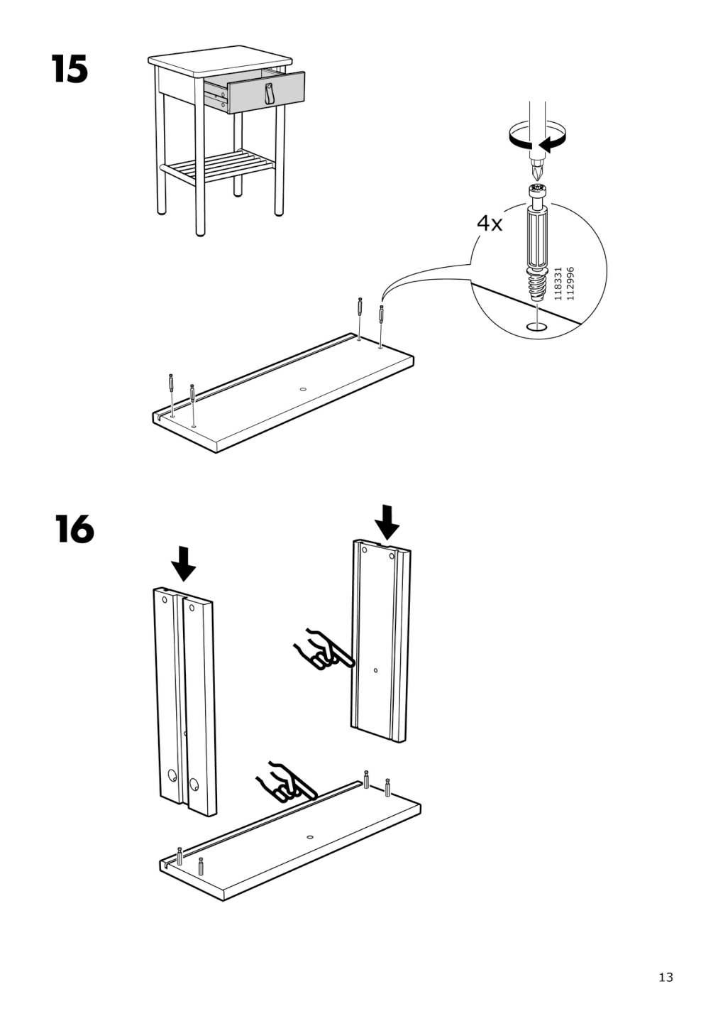 Assembly instructions for IKEA Bjoerksnaes nightstand birch | Page 13 - IKEA BJÖRKSNÄS nightstand 704.073.60