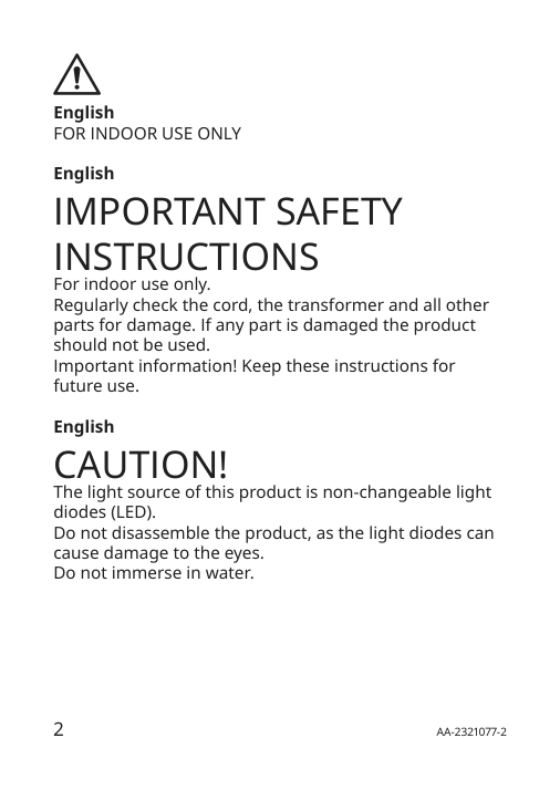 Assembly instructions for IKEA Bjoerkspirea led decorative light brass color diamond shaped | Page 2 - IKEA BJÖRKSPIREA LED decorative light 705.301.00