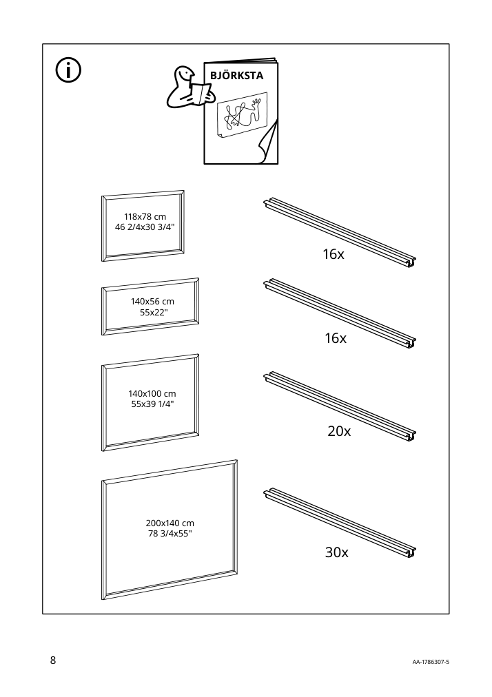 Assembly instructions for IKEA Bjoerksta frame aluminum color | Page 8 - IKEA BJÖRKSTA picture and frame 494.716.02