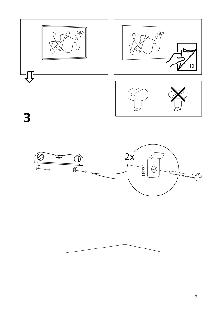 Assembly instructions for IKEA Bjoerksta frame aluminum color | Page 9 - IKEA BJÖRKSTA picture and frame 494.716.02