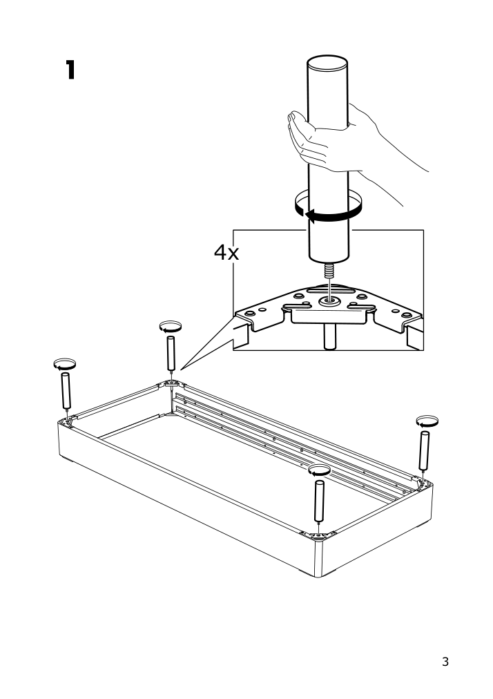 Assembly instructions for IKEA Bjorli leg stainless steel | Page 3 - IKEA LYNGÖR slatted mattress base with legs 893.882.86