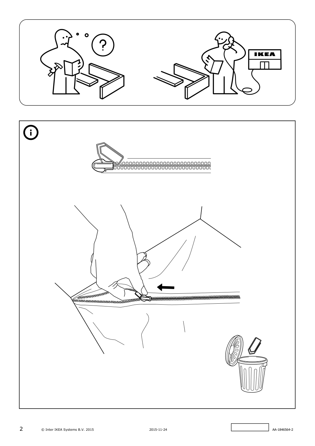 Assembly instructions for IKEA Blaeddra box gray | Page 2 - IKEA BLÄDDRA box 203.419.65