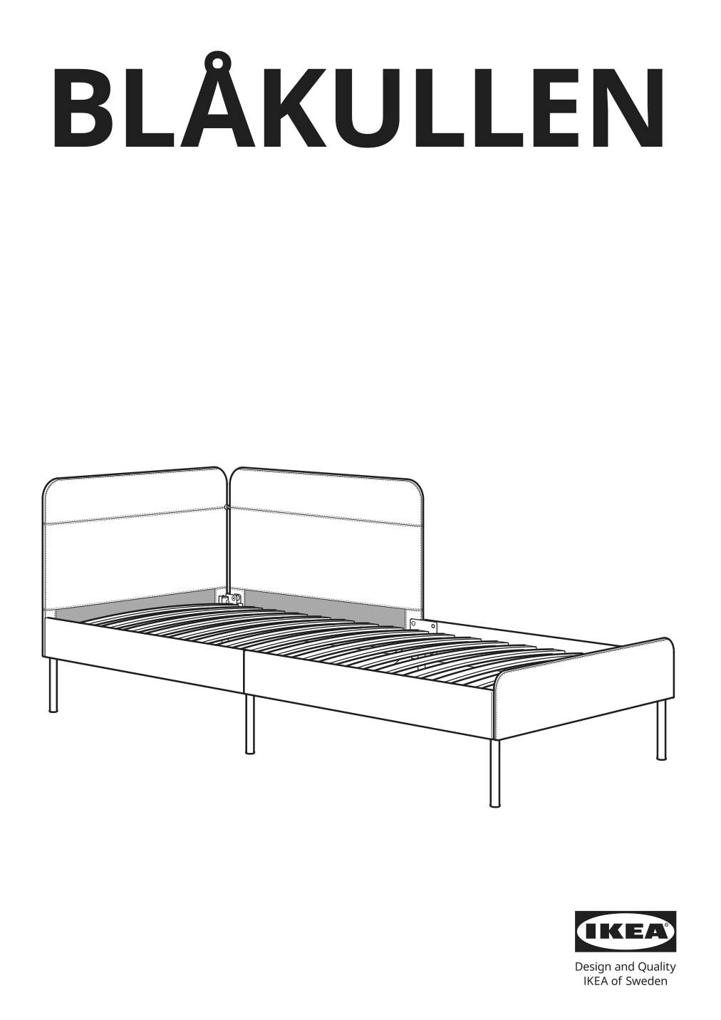 Assembly instructions for IKEA Blakullen upholster bed frame with headboard knisa medium blue | Page 1 - IKEA BLÅKULLEN upholster bed frame with headboard 105.057.16