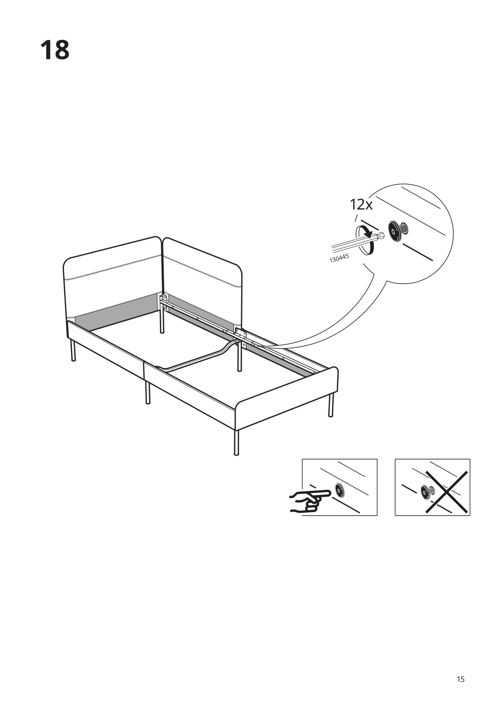 Assembly instructions for IKEA Blakullen upholster bed frame with headboard knisa medium blue | Page 15 - IKEA BLÅKULLEN upholster bed frame with headboard 105.057.16