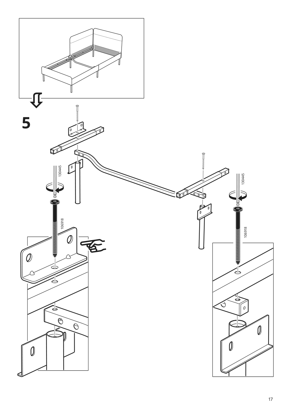 Assembly instructions for IKEA Blakullen upholster bed frame with headboard knisa medium blue | Page 17 - IKEA BLÅKULLEN upholster bed frame with headboard 105.057.16