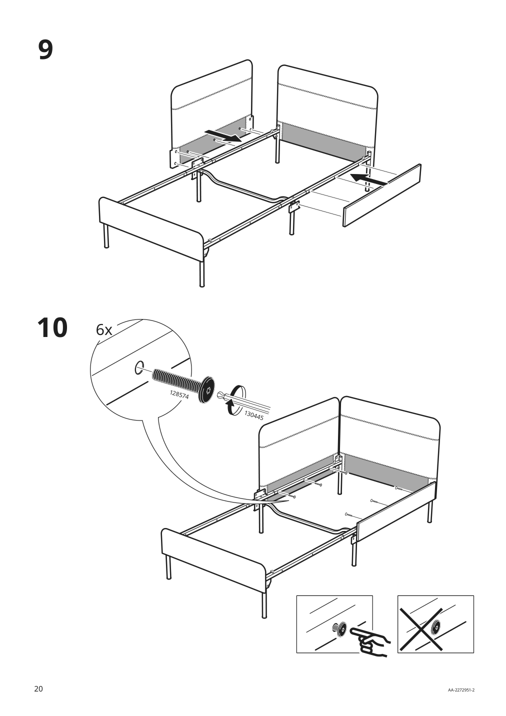 Assembly instructions for IKEA Blakullen upholster bed frame with headboard knisa medium blue | Page 20 - IKEA BLÅKULLEN upholster bed frame with headboard 105.057.16