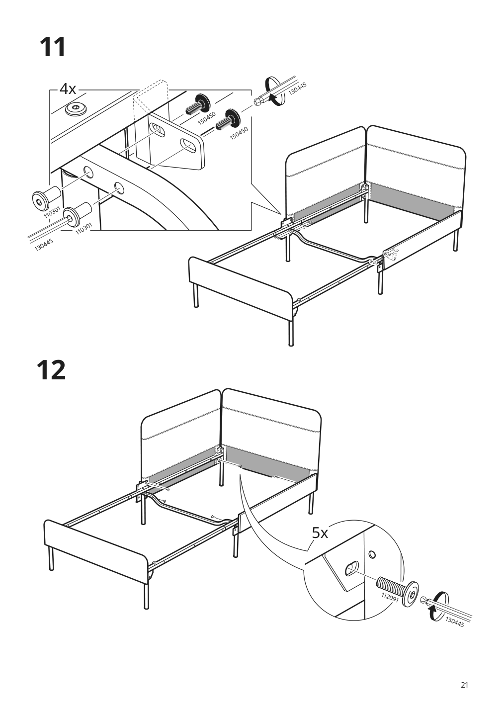 Assembly instructions for IKEA Blakullen upholster bed frame with headboard knisa medium blue | Page 21 - IKEA BLÅKULLEN upholster bed frame with headboard 105.057.16