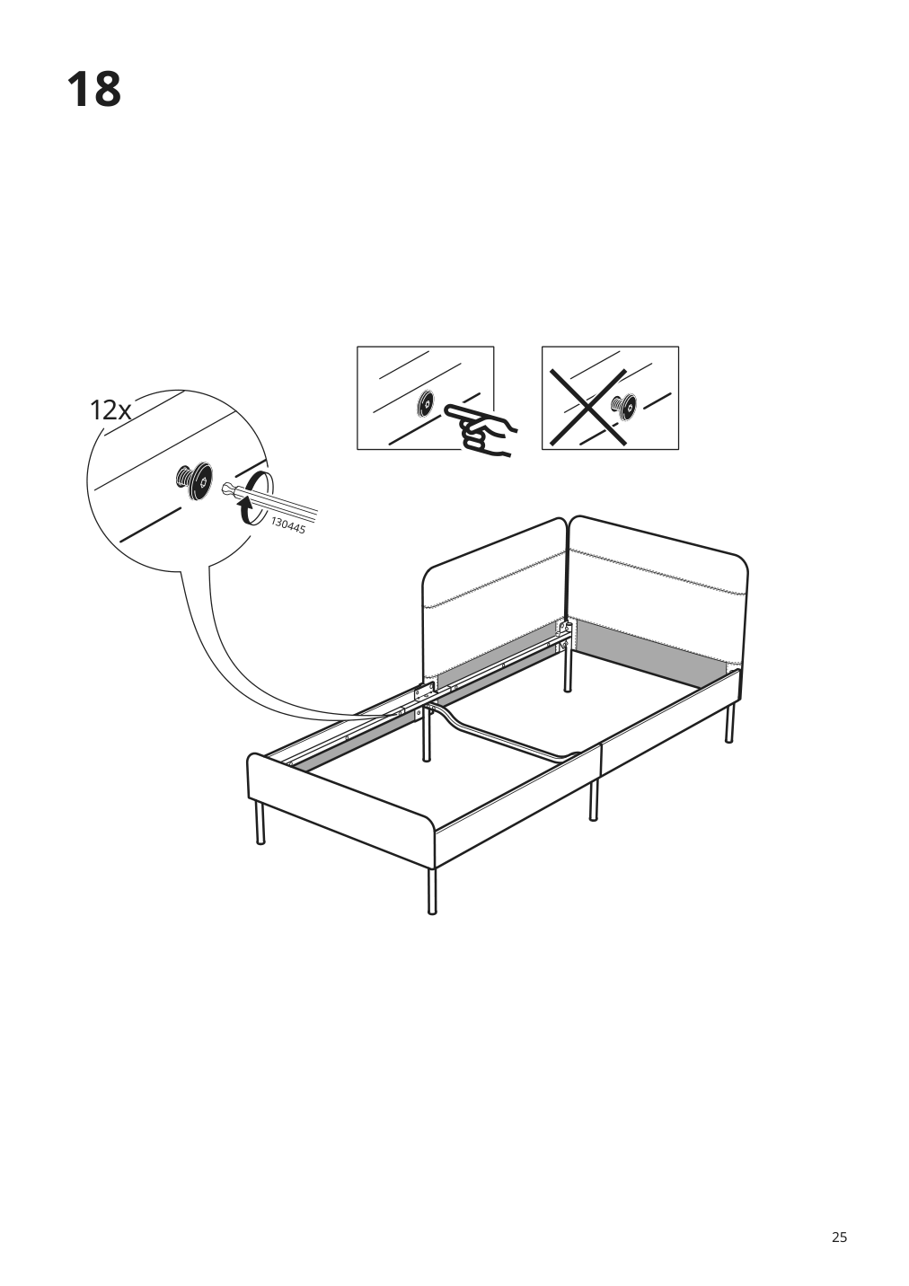 Assembly instructions for IKEA Blakullen upholster bed frame with headboard knisa medium blue | Page 25 - IKEA BLÅKULLEN upholster bed frame with headboard 105.057.16