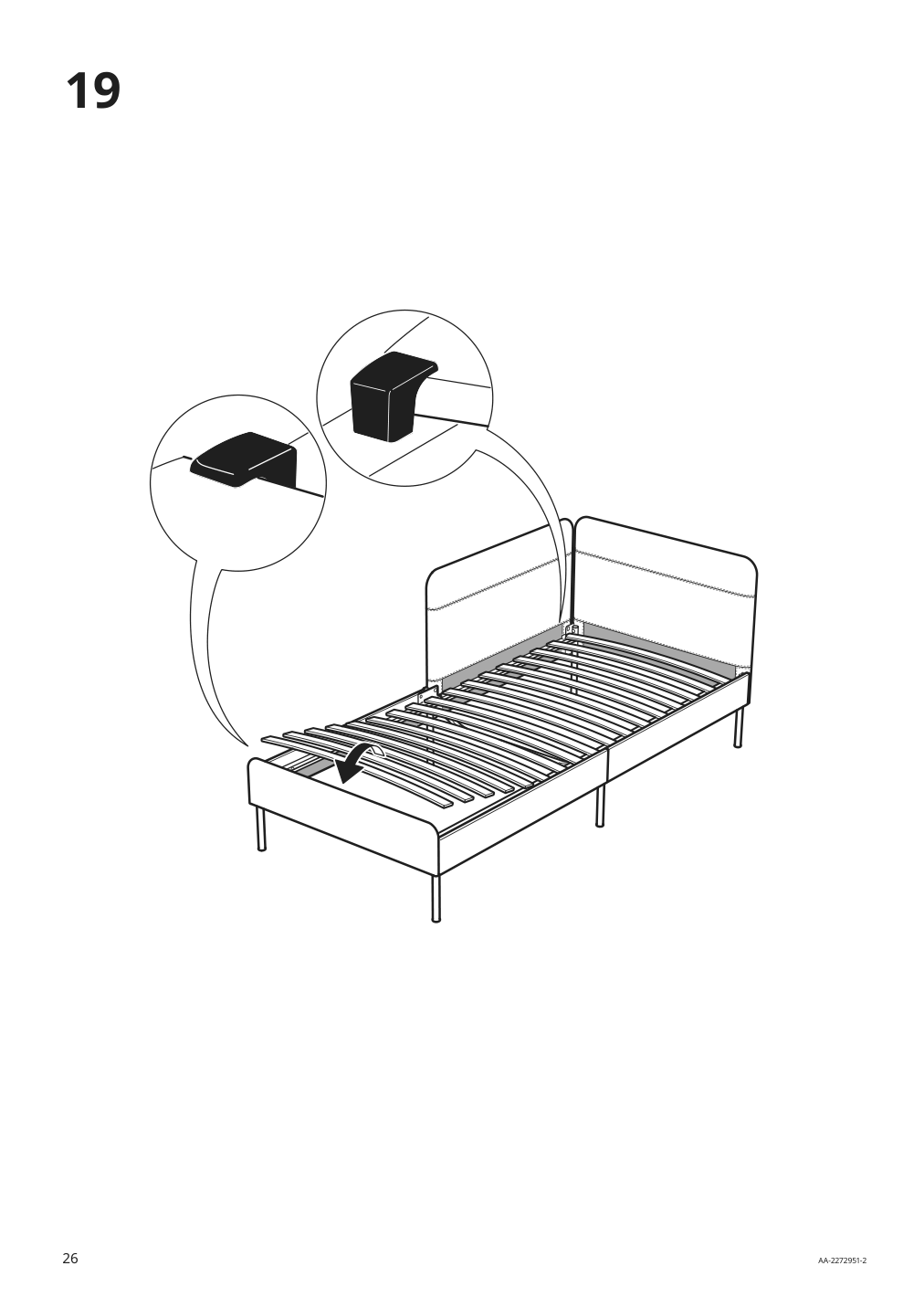 Assembly instructions for IKEA Blakullen upholster bed frame with headboard knisa medium blue | Page 26 - IKEA BLÅKULLEN upholster bed frame with headboard 105.057.16