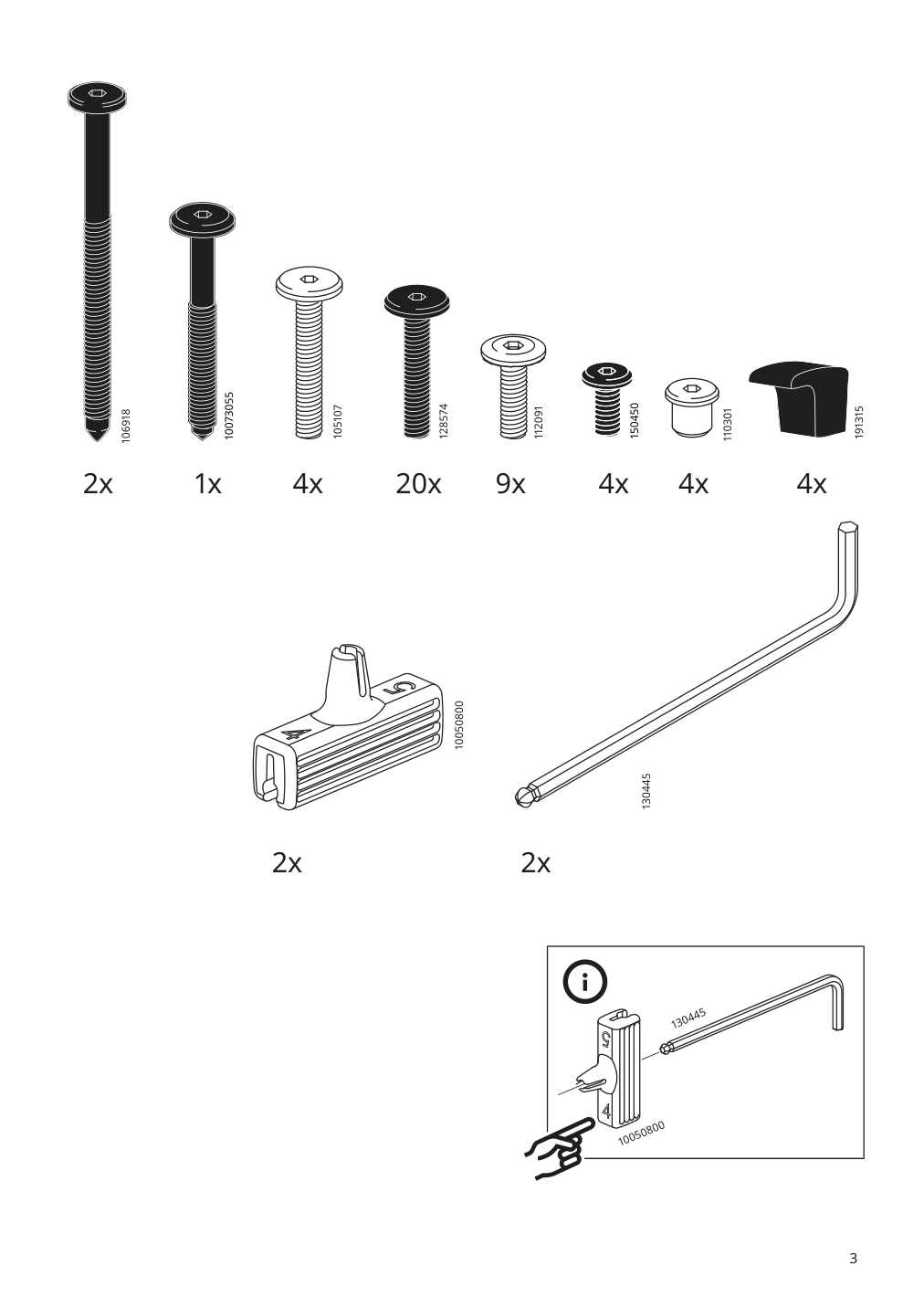 Assembly instructions for IKEA Blakullen upholster bed frame with headboard knisa medium blue | Page 3 - IKEA BLÅKULLEN upholster bed frame with headboard 105.057.16