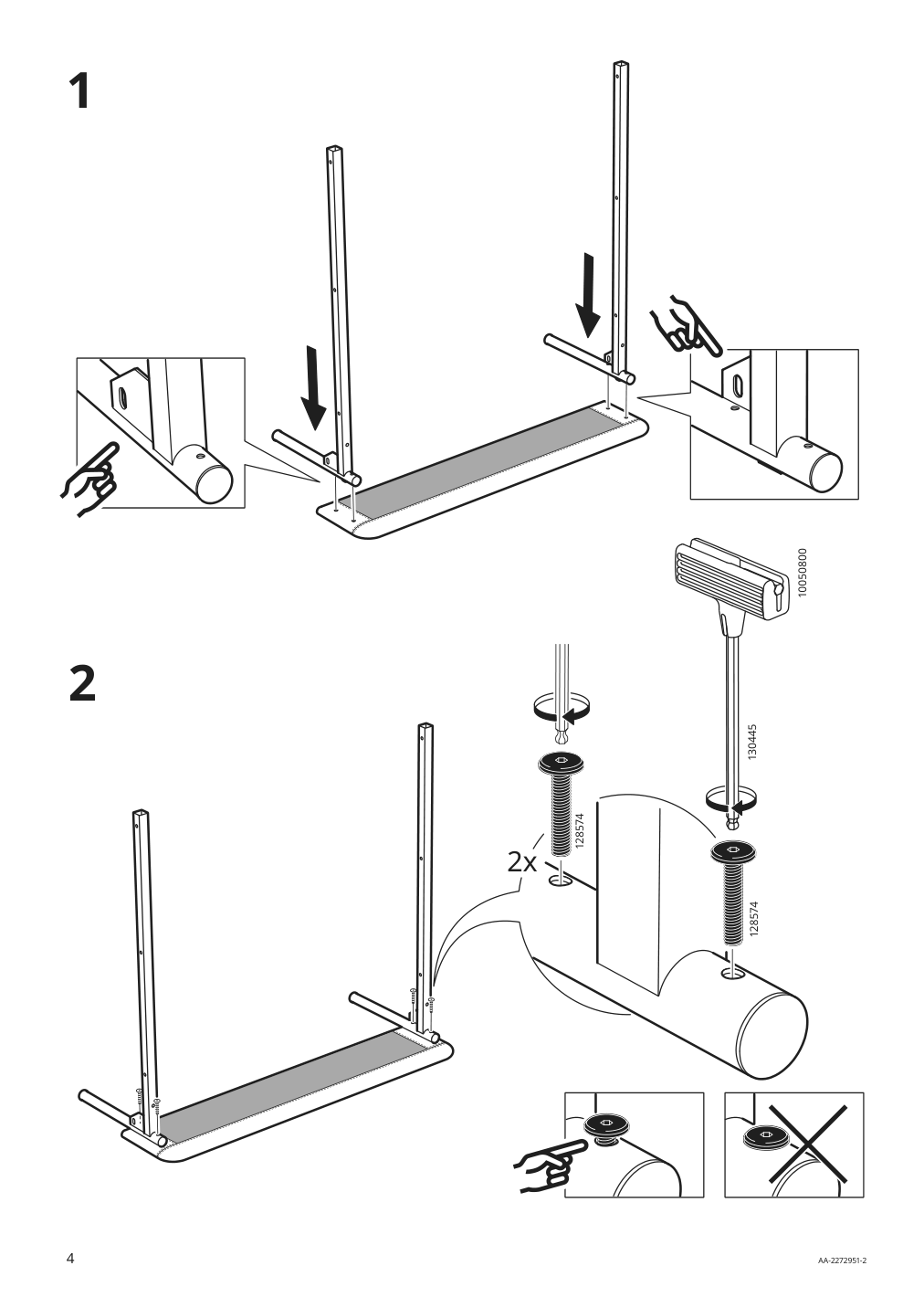 Assembly instructions for IKEA Blakullen upholster bed frame with headboard knisa medium blue | Page 4 - IKEA BLÅKULLEN upholster bed frame with headboard 105.057.16