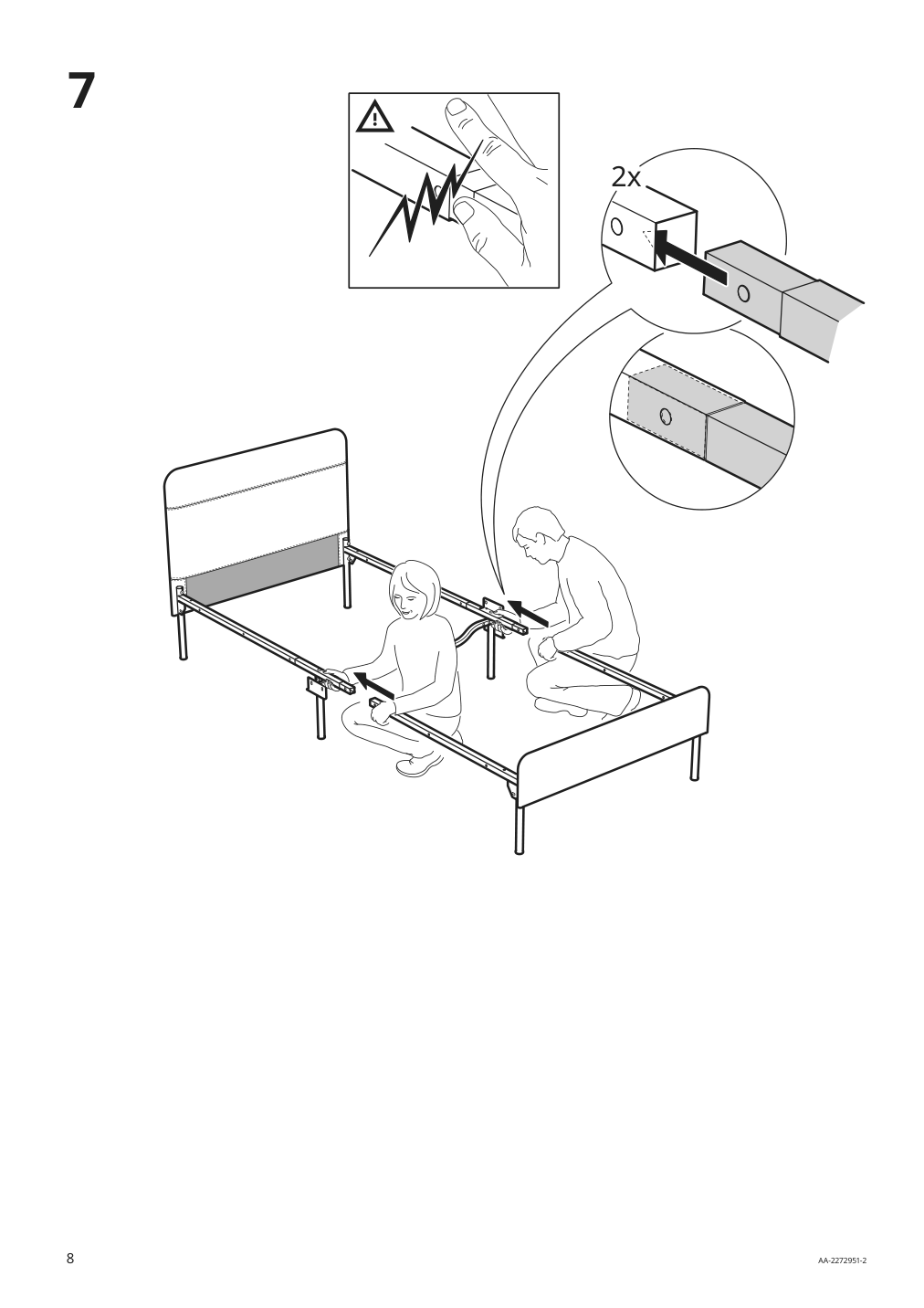 Assembly instructions for IKEA Blakullen upholster bed frame with headboard knisa medium blue | Page 8 - IKEA BLÅKULLEN upholster bed frame with headboard 105.057.16